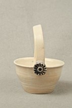 Studio Art Pottery Basket Stoneware Purple Floral Signed Jeannie Chaney 1/99 #1! - £11.35 GBP