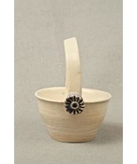 Studio Art Pottery Basket Stoneware Purple Floral Signed Jeannie Chaney ... - £11.42 GBP