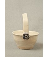 Studio Art Pottery Basket Stoneware Purple Floral Signed Jeannie Chaney ... - $19.72 CAD