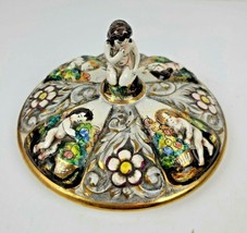 Vintage Capodimonte Cherub Candy Dish Bowl Lid Made in Italy Lid Only - £18.35 GBP