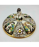 Vintage Capodimonte Cherub Candy Dish Bowl Lid Made in Italy Lid Only - £18.20 GBP