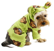 Klippo Dog Clothes Silly Monkey Fleece Dog Pajamas Hooded LIME XS-XL Puppy - £23.41 GBP