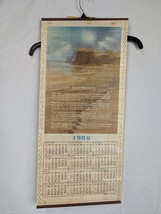 Vintage Bamboo Roll Up Hanging Year Calendar Footprints 1986 - $10.00