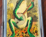 Vintage Banjo Frog on Skull Cigarette Case with lighter ID Holder Wallet - £16.30 GBP