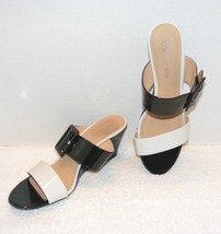 Chinese Laundry Black &amp; White Tonya Slip On Heel Strap Sandals 9M Guc - £5.17 GBP