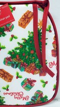 4 THIN CHAIR PADS CUSHIONS,CHRISTMAS TREES &amp; GIFTS,SEASON&#39;S GREETINGS #3... - $21.77