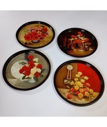 Vintage Metal Tin Trays 11&#39; Diameter Floral Pattern Set of 4 Country Far... - $225.58 MXN
