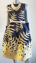 $5,200 New R18 Oscar De La Renta Gorgeous Gold Blk Leaf Silk Runw Dress Us S 6 - £1,569.32 GBP
