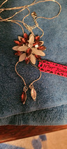 New Betsey Johnson Necklace Flower Red Pink Shiny Summer Spring Collectible Nice - £11.79 GBP