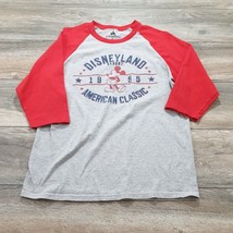 Disney Parks Mens Medium 3/4 Sleeve Shirt Mickey American Classic Red Gray - $14.74