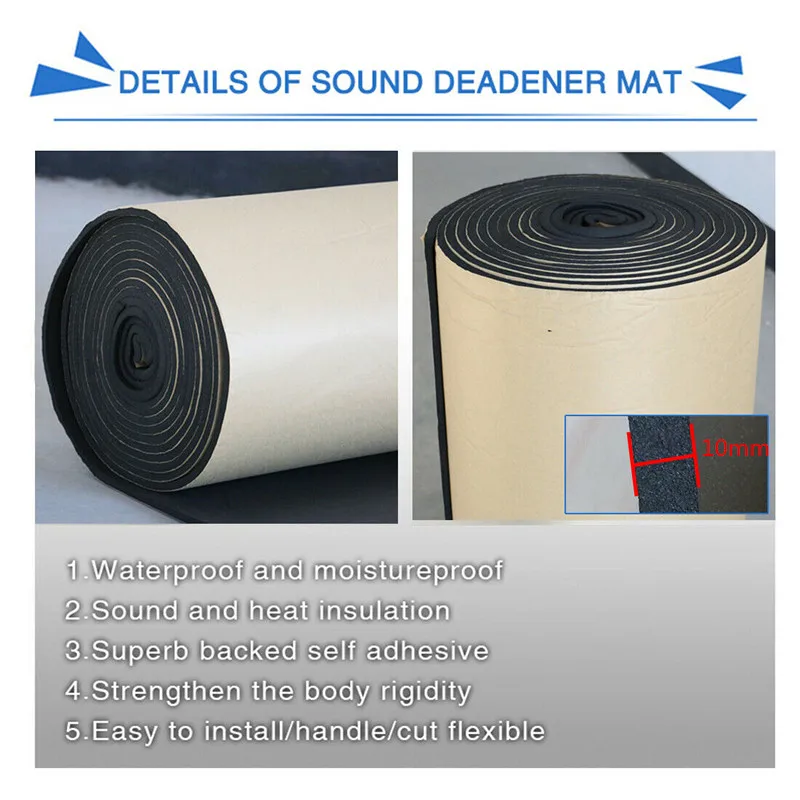 Car Sound-proof Pad 10mm Automotive Noise Insulation Mat 50*80cm - £14.79 GBP