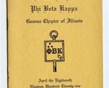 Phi Beta Kappa Initiation Banquet Program &amp; Menu 1921 University of Illi... - £17.46 GBP