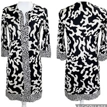 Diane von Furstenberg DVF Silk V Neck 3/4 Sleeve Shift Dress Black White... - $34.43