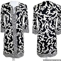 Diane von Furstenberg DVF Silk V Neck 3/4 Sleeve Shift Dress Black White... - £26.89 GBP