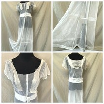 Antique Victorian Negligee Lingerie size S M White Sheer Mesh See Through DS3 - £39.64 GBP