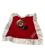 Baby Gund Santa Bear Lovey Security Blanket Merry Christmas Red White Satin - $12.74