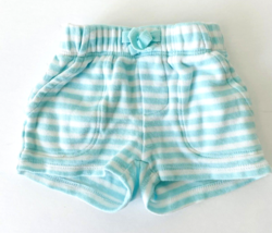 Gymboree Newborn Essentials White Aqua Stripe Baby Girl Shorts NB 0 Months - £4.28 GBP