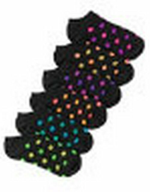 Hanes Women's Dots Low-Cut Socks 6-Pack Black with Neon Colored Dots NIP - $16.92