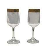 2 Cellini Blown Crystal Etched Wine Glasses 24k Gold Hand Decorated Ital... - $21.77