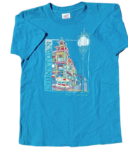 Chinatown San Francisco Downtown T Shirt Single Stitch Keen Scenes L Blue VTG - £19.29 GBP