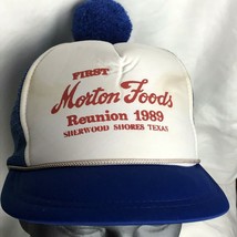 Morton Foods Reunion 1989 Hat Cap Sherwood Shores Texas Rope with Pom Po... - $14.95