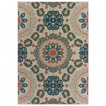 HomeRoots 388352 9 x 12 ft. Gray &amp; Blue Floral Indoor &amp; Outdoor Area Rug - £298.43 GBP