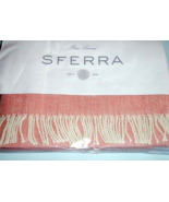 Sferra Celine Salmon 100% Cotton Throw Blanket Herringbone Fringed 71x51... - £57.32 GBP