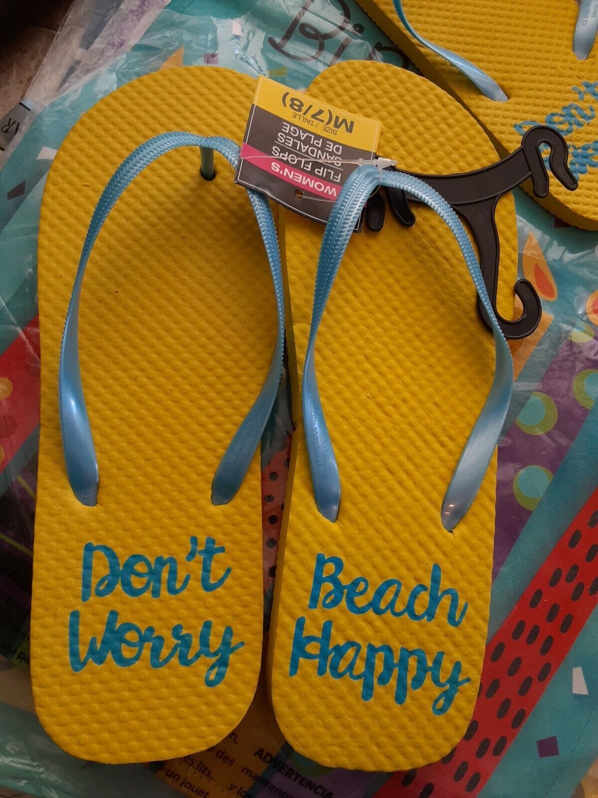 NEW Women Yellow Tropical Fashion Rubber Sandals BEACH HAPPY Flip Flop s... - $2.97
