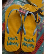 NEW Women Yellow Tropical Fashion Rubber Sandals BEACH HAPPY Flip Flop s... - €2,55 EUR