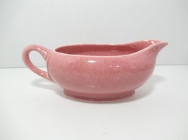 vintage pink speckled gravy boat MCM mid century modern unmarked ceramic pottery - $25.98