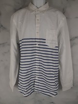 Goodthreads Shirt Mens Medium Blue White Striped Long Sleeve Button Up - £10.58 GBP