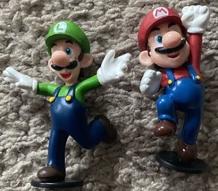 2007 Nintendo Toy Figure Mario + Luigi Super Mario Bros. 2-1/2&quot;-2-3/4&quot; Tall - £7.92 GBP
