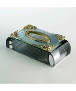 Premium Crystal Glass Magnetic Tissue Box, Luxury Ornate Gold-Trimmed Na... - $138.93 CAD