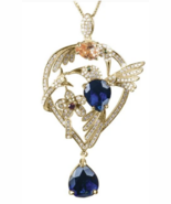 Daniel Steiger Golden Hummingbirds Blue Sapphire Necklace - $3,184.37 MXN