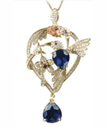 Daniel Steiger Golden Hummingbirds Blue Sapphire Necklace - £135.05 GBP