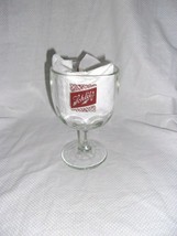 Vintage Schlitz Beer 16oz Clear Glass Stemmed Thumbprint Footed Goblets Set of 2 - £17.57 GBP