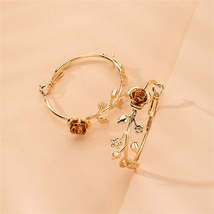 18K Gold-Plated Rose Hoop Earrings - $13.99