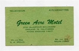 Green Acre Motel Ad Card MacArthur Blvd Oakland California 1940&#39;s - £7.82 GBP