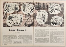 1955 Magazine Picture &quot;Lazy Does It&quot; Deer Hunters Illustrated by Ed Vebell - $17.08