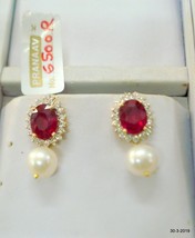 Gold Earrings Diamond Earrings Ruby Gemstone Earrings Handmade Earrings - £885.60 GBP