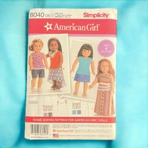 Simplicity Pattern 8040 American Girl Doll Clothes 18” Uncut Sewing 2015 - $13.42