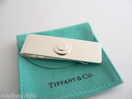 Tiffany &amp; Co Silver Circle Engravable Money Clip Holder Rare Round Gift Pouch - £256.18 GBP