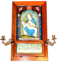 Antique 1900&#39;s Catholic Viaticum Last Rites Sick Call Religious Shadow Box - $199.95