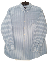 CHAPS Oxford Shirt Blue Striped Button Down L/S Logo Heavyweight Mens SI... - £21.22 GBP