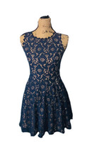 Jodi Kristopher Crocheted Lace Dress Fit &amp; Flare Sleeveless 5 JR Blue Swing - £19.98 GBP