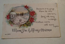 015 VTG Owen Co Postcard No. 942 Wishing Merry Christmas Longfellow 1914... - £5.50 GBP