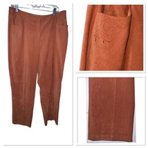 TALBOTS STRETCH BURNT ORANGE TROUSER PERFORATED CUT OUT DESIGN PANTS WOM... - $20.67