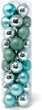 Allgala 36 PK 2 Inch (5CM) Christmas Ornament Balls for Xmas Tree-4 Style-Turquo - £19.19 GBP