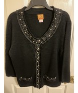 Black Ruby Rd Sz XL Long Sleeve Button Down Cardigan with Embellishments - $224.18 MXN