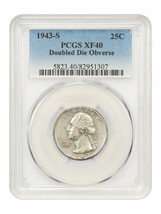 1943-S 25C PCGS XF40 (Doubled Die Obverse) - £147.31 GBP